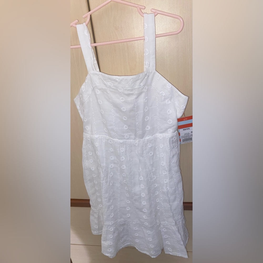 Cat & Jack Girls White Eyelet Dress Size S 6/6X NWT